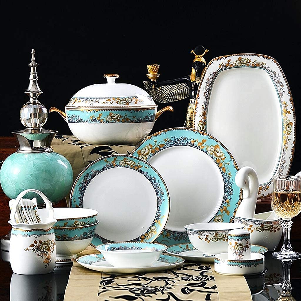 Porcelanowy zestaw zastawy stołowej, kompletny serwis rodzinny i restauracyjny, wszechstronna kolekcja misek i naczyń