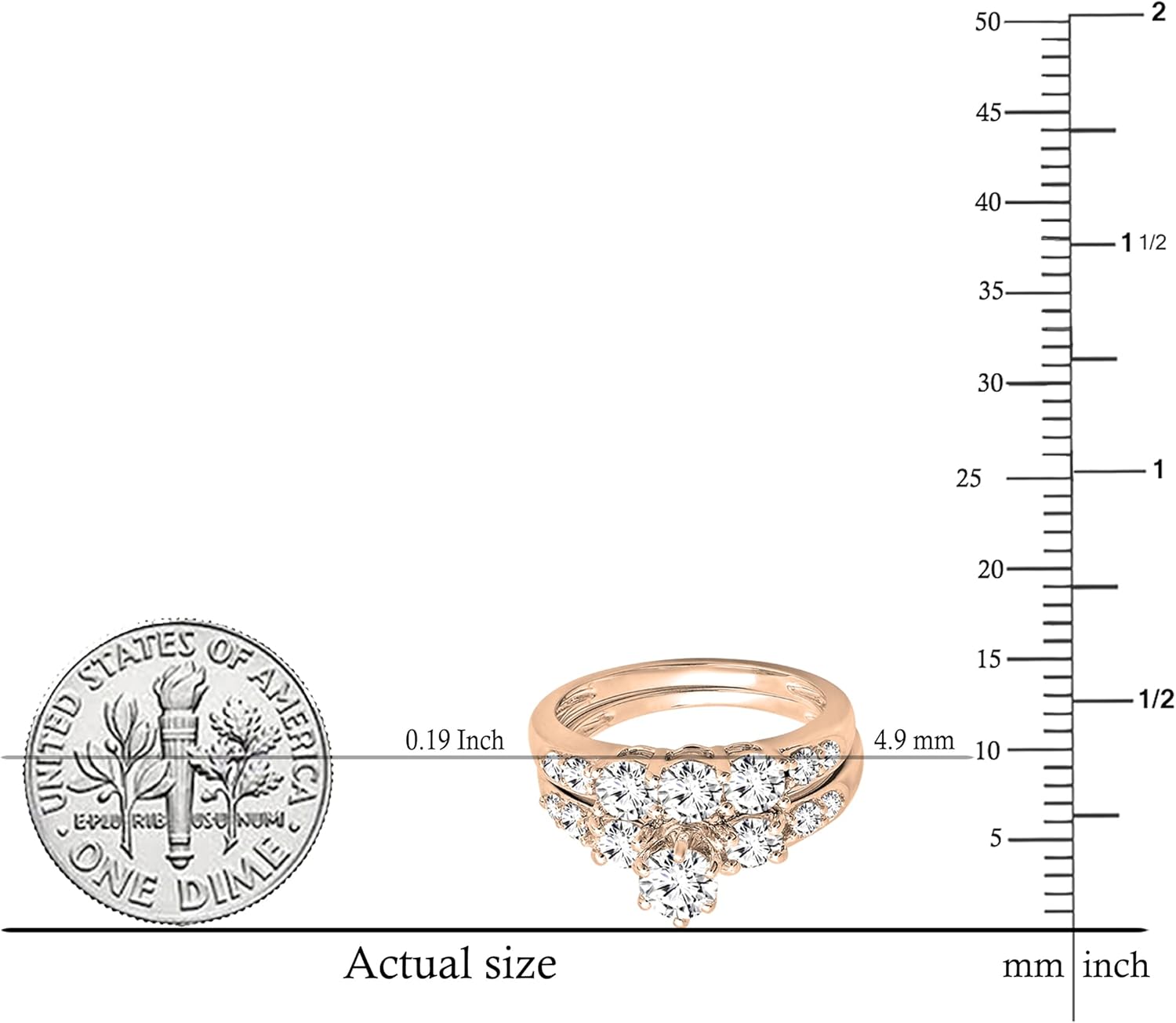 Dazzlingrock Collection 1.80 Cttw 14K Solid Gold Round Diamond Womens 3 Stone Bridal Engagement Ring Matching Band Set