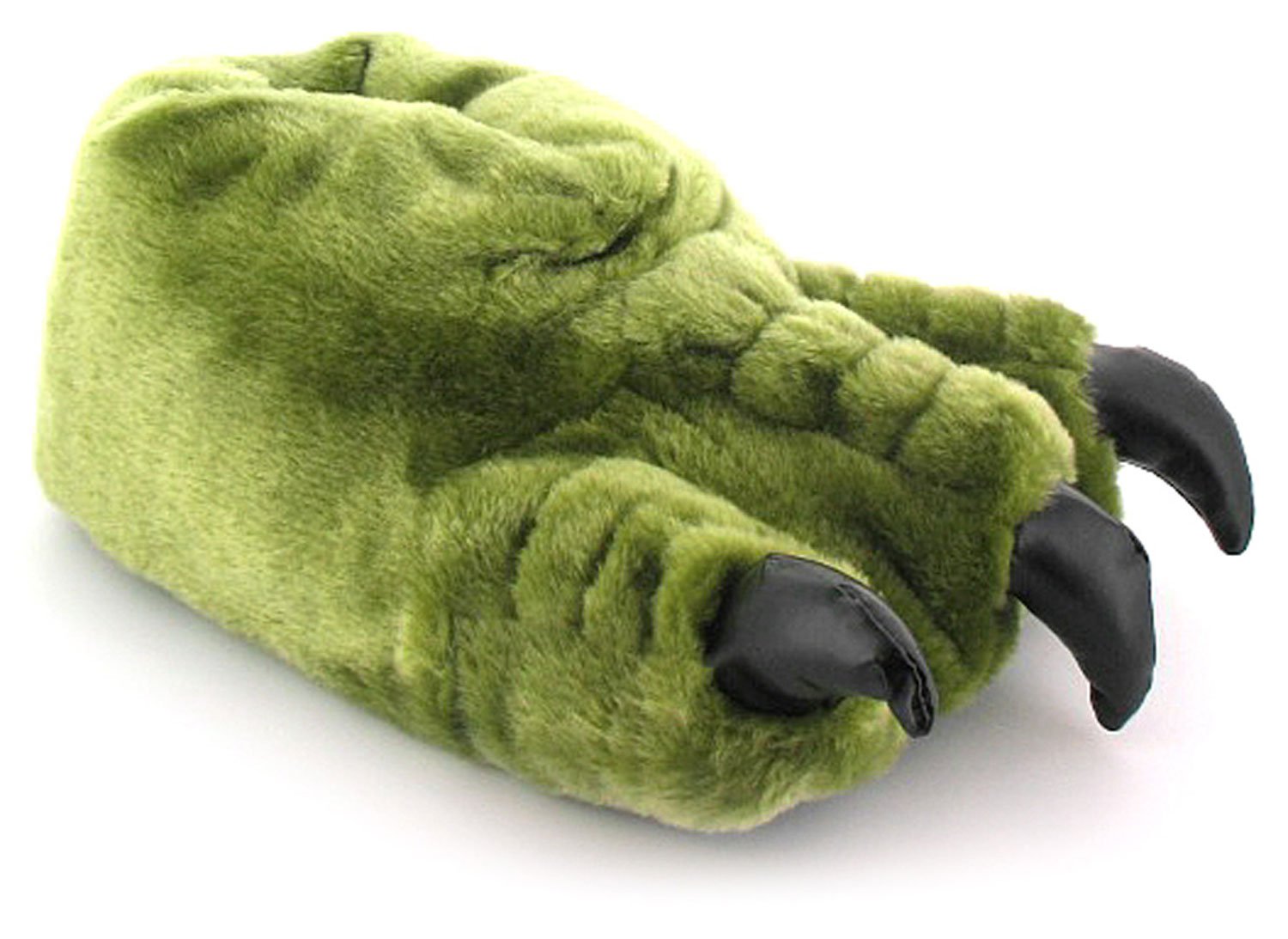 Mens Novelty Slippers - Slip On Khaki Green Monster Claw Funny Mens Slippers. Animal Design, Funny character style Slipper. Monster Silly footwear