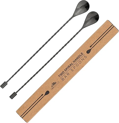Miniatura 9 de A Bar Above Juego de cucharas de bar  Cucharas mezcladoras de bebidas para mezclar vidrio o coctelera  Juego de agitadores de cóctel de acero