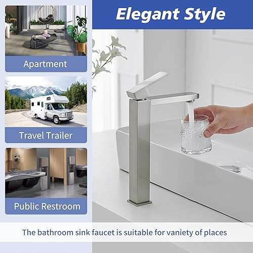 Miniatura 5 de Greenspring Grifo de baño negro y dorado grifo de fregadero de un solo orificio alto grifo de baño latón moderno lavabo grifo