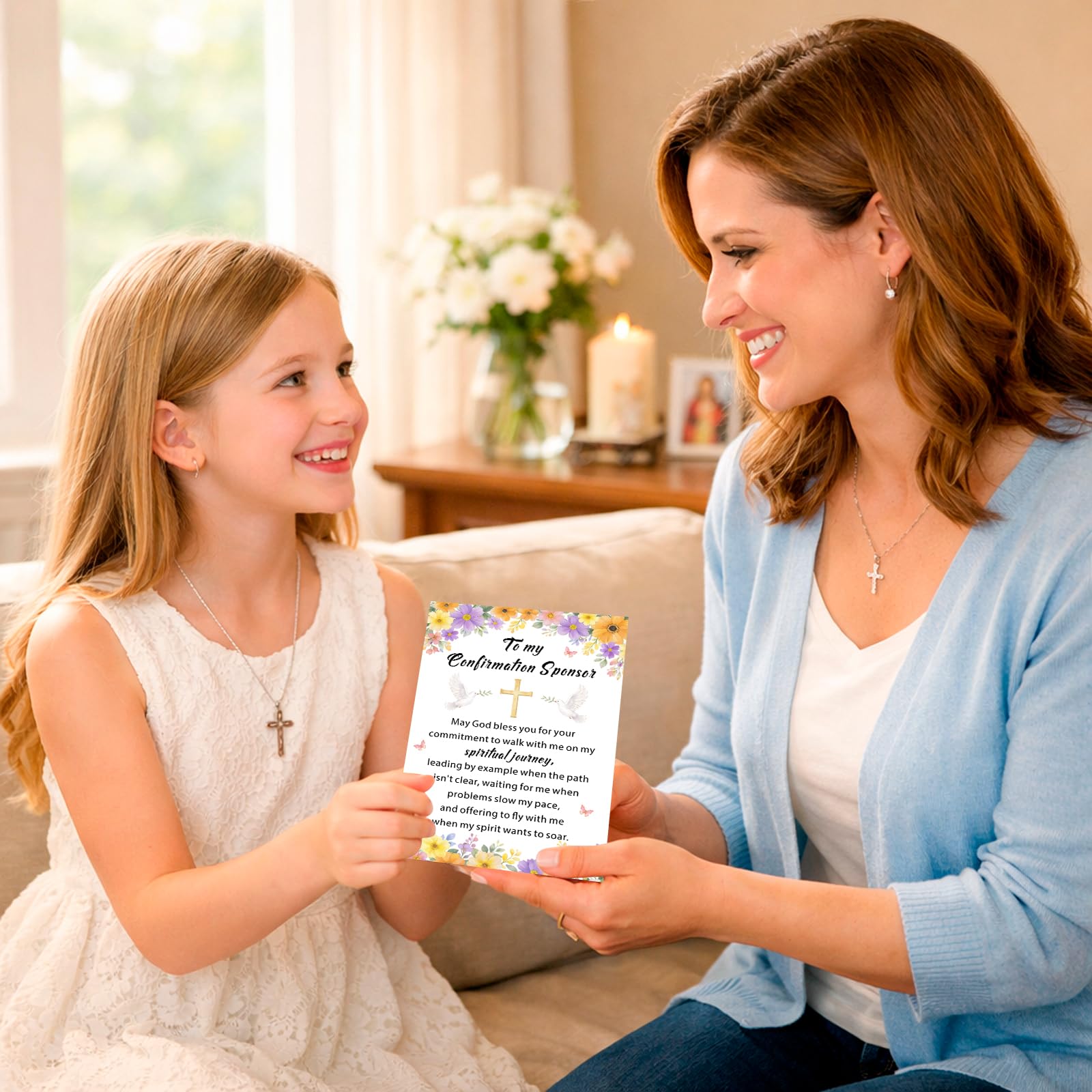 Confirmation Sponsor Card, Confirmation Sponsor Gifts for Women Men, Catholic Confirmation Cards for Godmother Godfather Appreciation Gift Christian Religious Sponsor Thank You Card for Godparent
