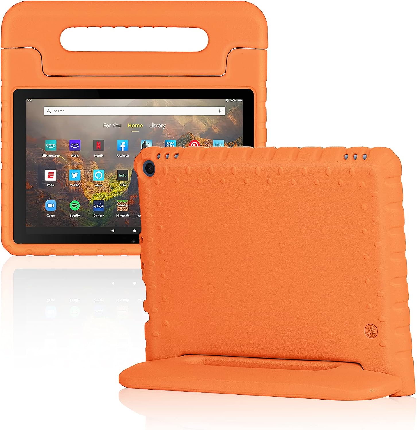 Foluu All-New Kindle Fire HD 10 & 10 Plus Tablet Case (11th Generation, 2021 Release), Fire HD 10 2021 Kids Case, Shockproof Light Weight Handle Stand Case for Amazon Fire HD 10 Tablet 2021 (Orange)