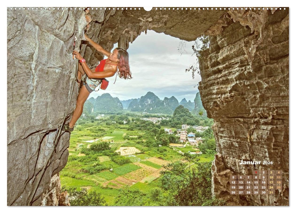 Bouldern: Klettern extrem (hochwertiger Premium Wandkalender 2026 DIN A2 quer), Kunstdruck in Hochglanz: Bouldern: Fingerübungen an der Steilwand - Klettern am Limit (CALVENDO Sport)