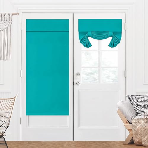 Miniatura 225 de Deconovo Cortina opaca de Navidad para puertas de vidrio y luces laterales, panel de privacidad con aislamiento térmico con doble bolsillo para