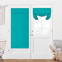 Deconovo Room Darkening Door Curtain, Thermal Insulated Privacy Panel for Glass Doors and Sidelights, Dual Rod Pocket Tieback 30W x 69L, Turquoise, 1 Panel