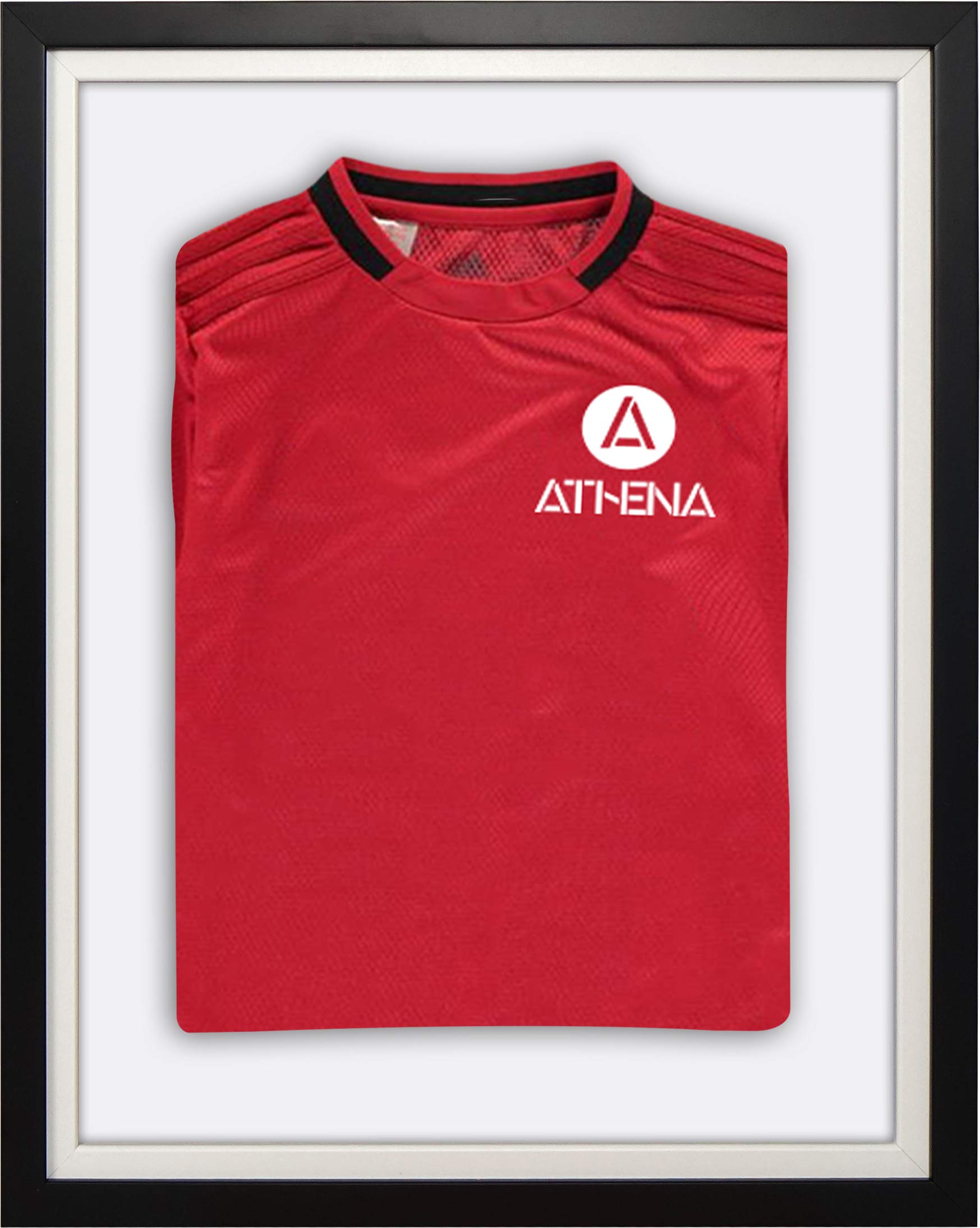 Athena Premium Holzrahmen für Baby-Shirts, 40 x 50 cm, schwarzer Rahmen, weißer Innenrahmen, weiße Rückwand