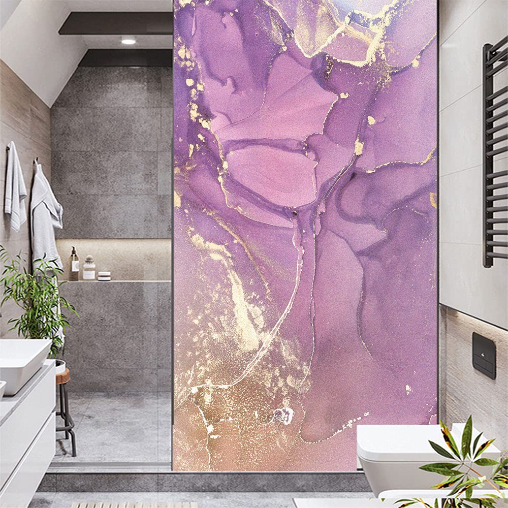 Sichtschutz-Fensterfolie, 3D-Marmor, dekorative Folie, statische Haftung, Fensterverkleidungen, Hitzeregulierung, Glasaufkleber für Zuhause, Sonnenschutz, Muster C B 43,3 x H 78,74 (110 x 200 cm)