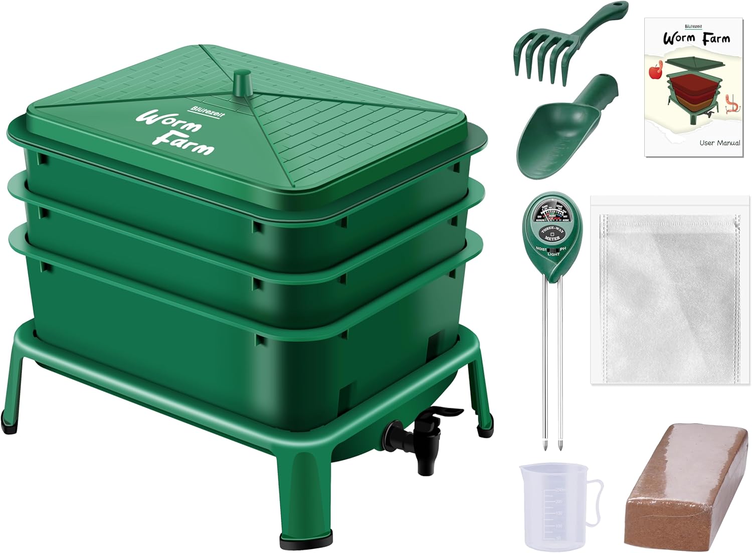 Blütezeit Worm Composter 3Tray, Worm Farm with Compost