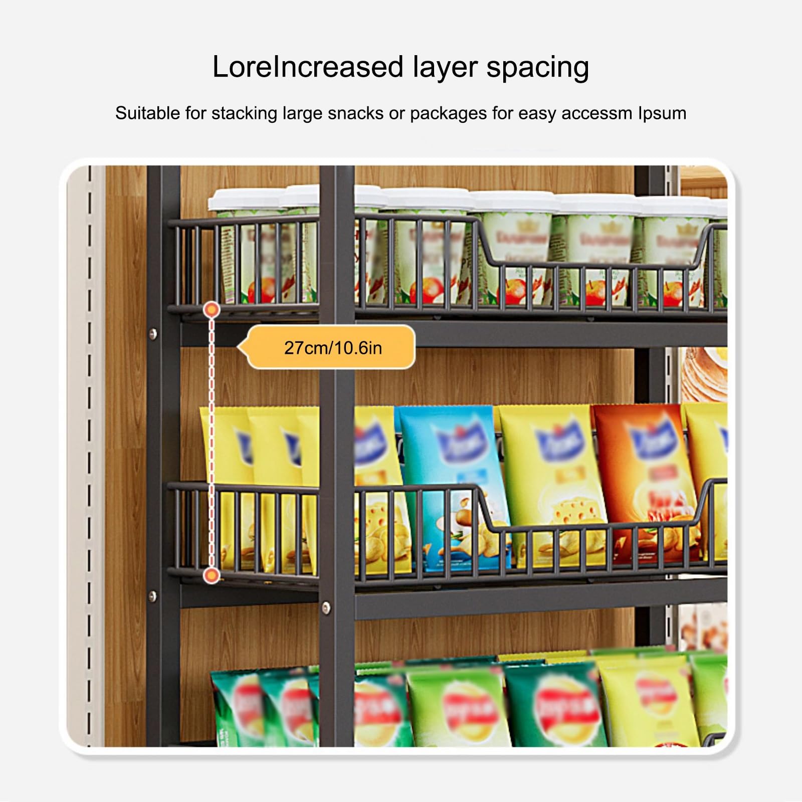 Espositore in metallo a 5 ripiani per vendita al dettaglio e casa, facile da montare, versatile soluzione di archiviazione nera, robusto, 50 x 27 x 166 cm / 19.7x10.6x65.4in