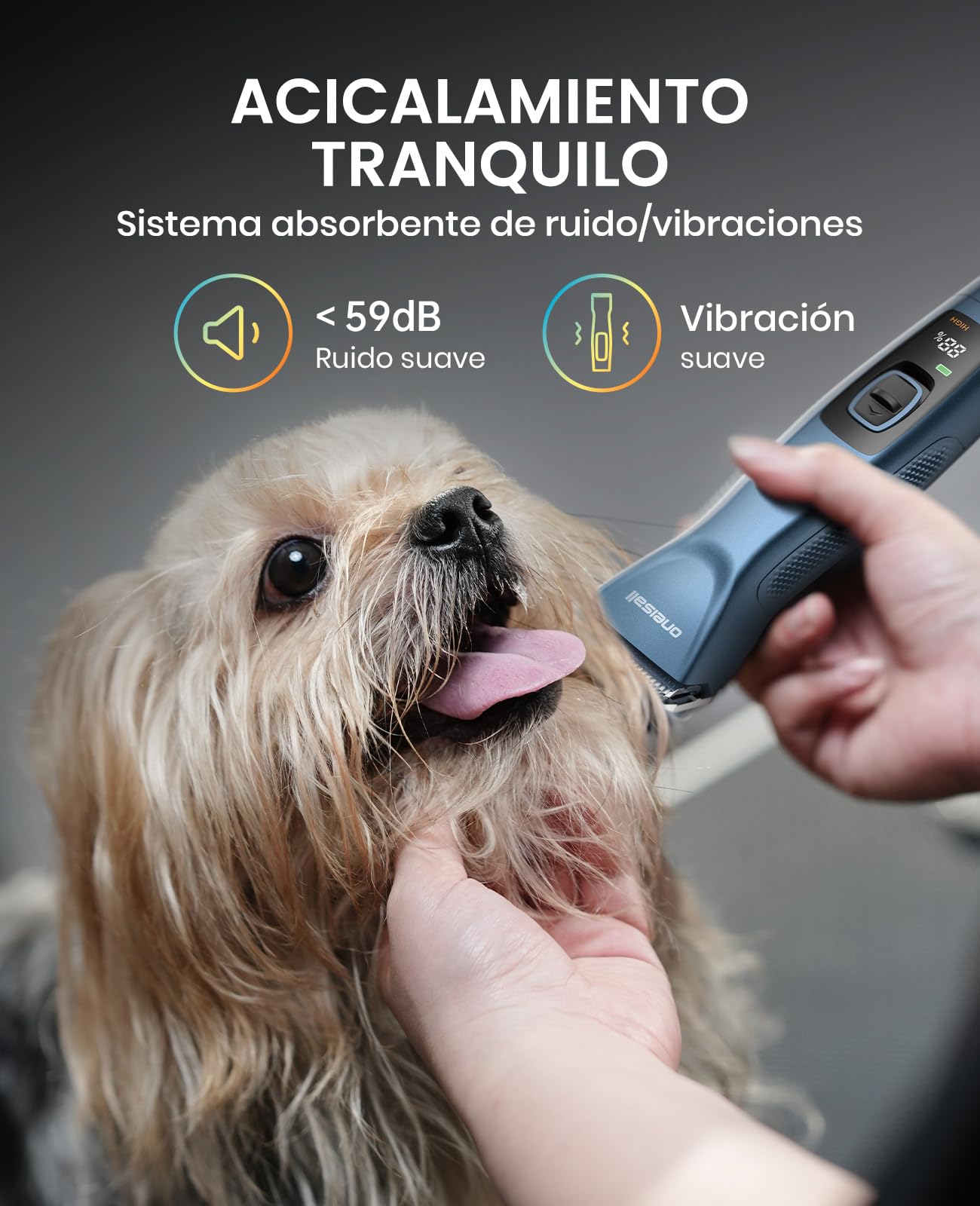 oneisall Pro Cortapelos profesiones para perros para pelo largo enmarañado, Cortapelos de aseo, Maquina de Cortar Pelo Perros, Con batería extraíble y peine de acero carbonizado