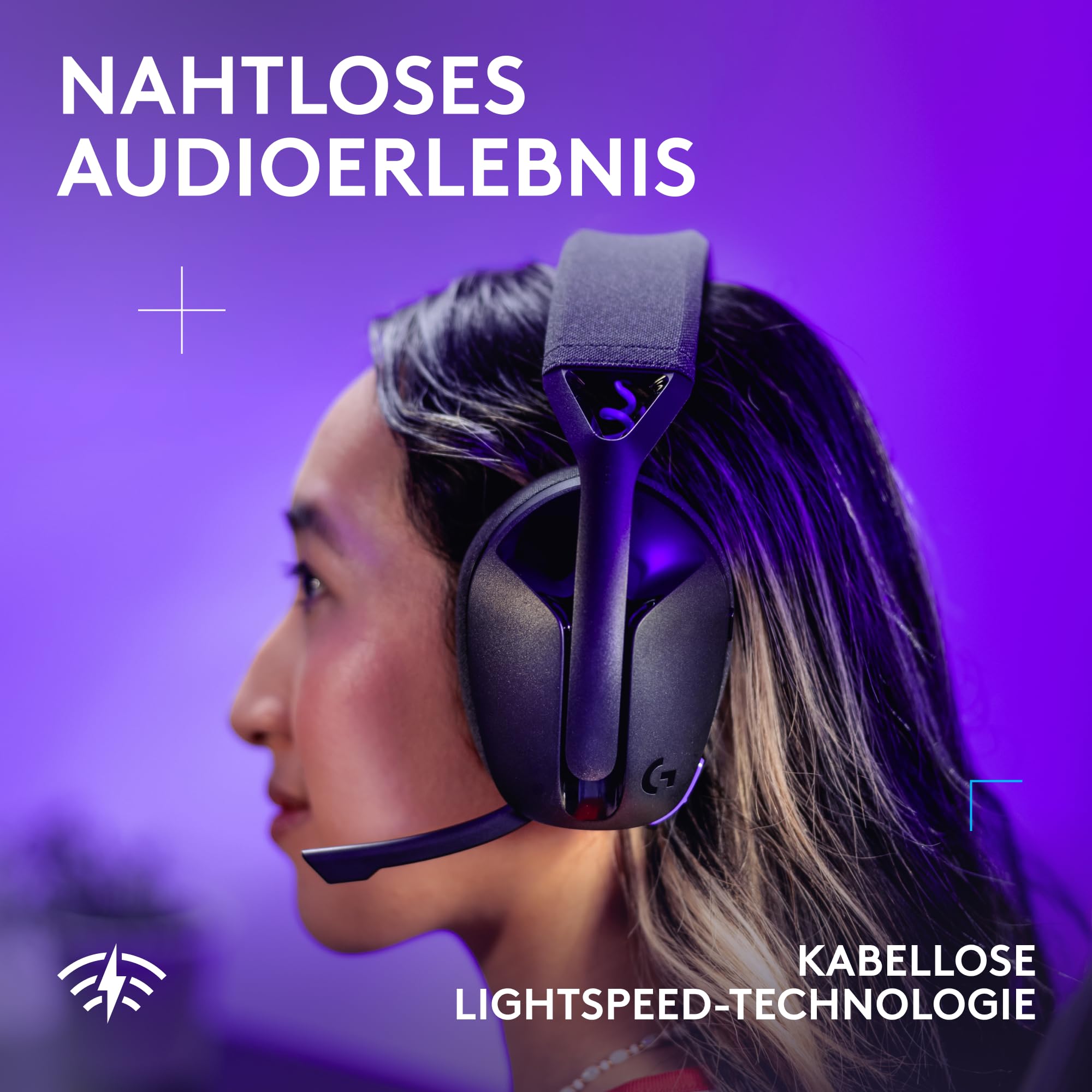 Logitech G G321 Lightspeed kabelloses Bluetooth-Gaming-Headset, dynamischer Komfort und Passform, 16-kHz-Schwingmikrofon, über 20 Std. Akkulaufzeit, PC, PS4, PS5, Nintendo Switch, Mobilgerät – Schwarz