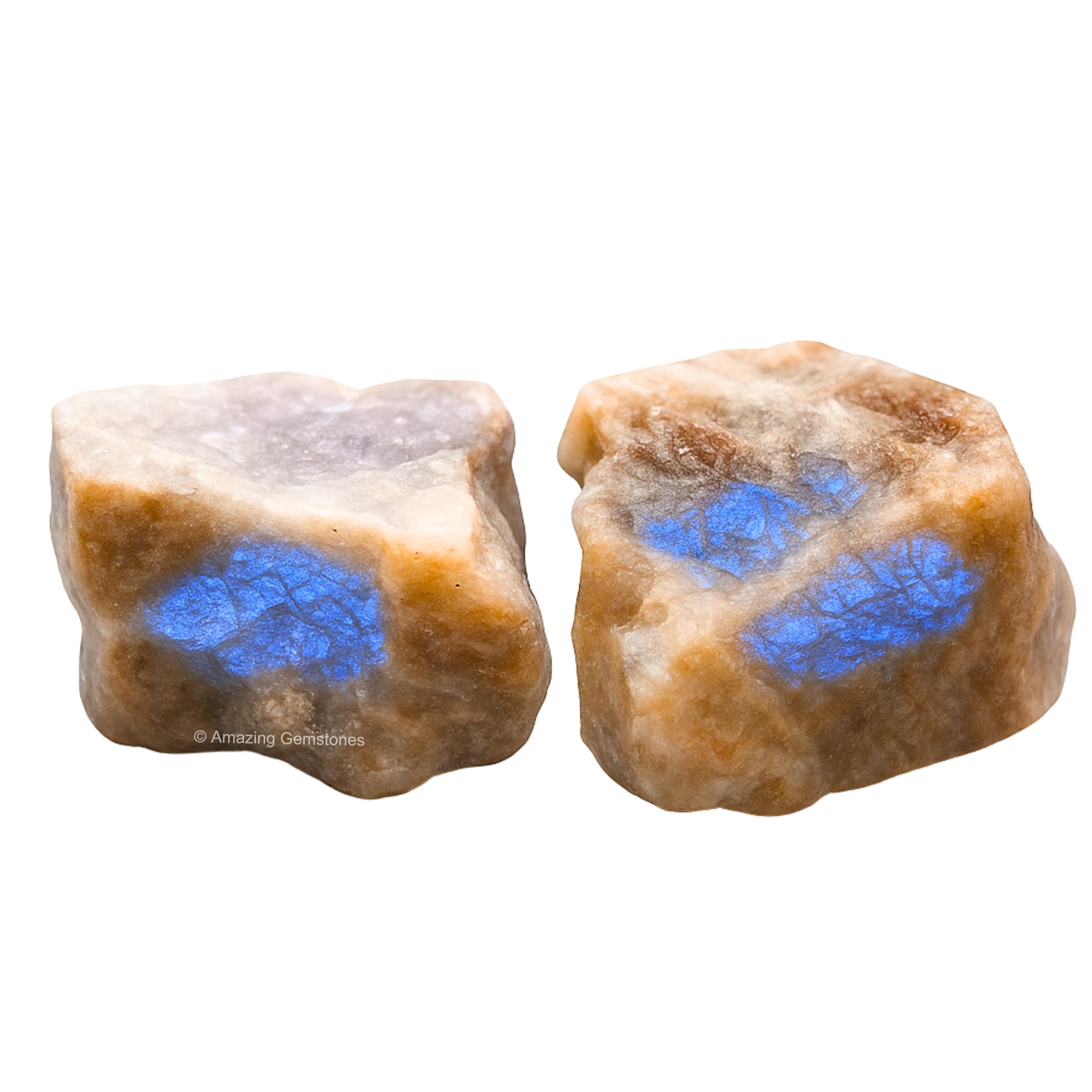 Sun Moonstone Crystals and Healing Stones, 2 Piece Raw | Certified Healing Crystal Rough Rocks For Tumbling and DIY Projects Gifts - Positive Energy, Chakra Healing, Meditation