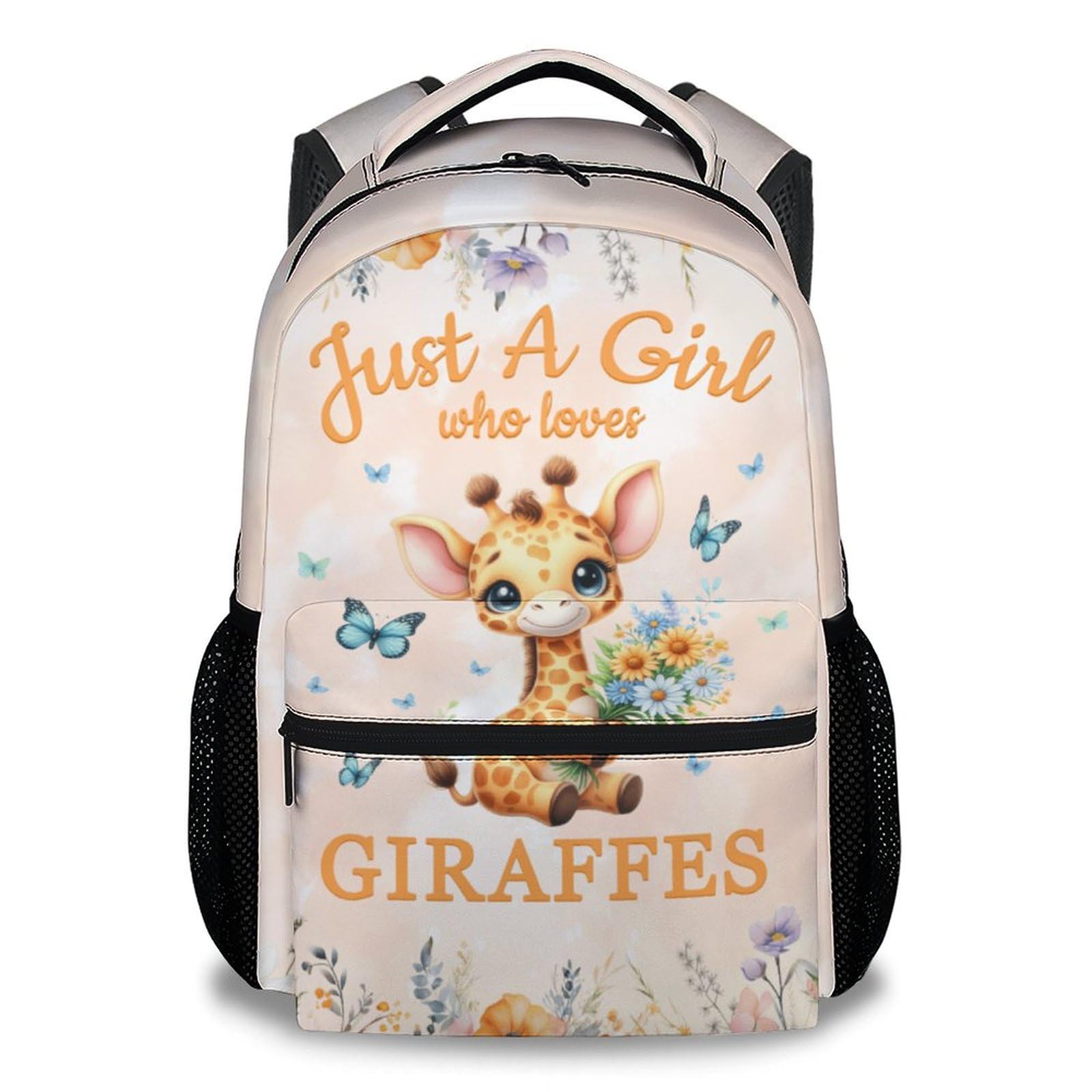 PUREGIFTS Cute School Backpack for Kids - 17 Inch Giraffe Pattern Backpacks - Fashion Print Bookbag for Girls School