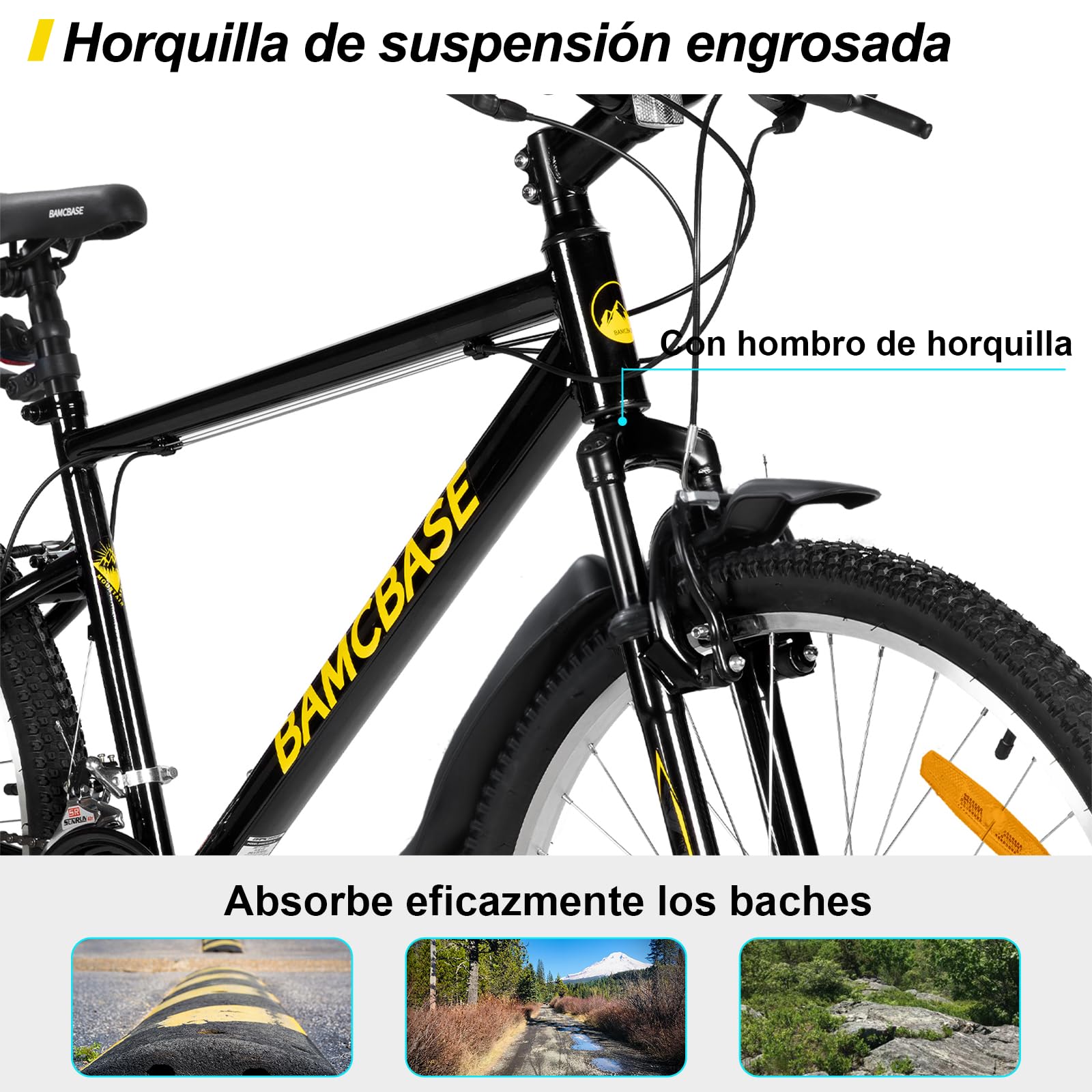 Hiland Bicicleta de Montaña 26/27,5/29 Pulgadas, 18 Velocidades para Mujeres y Hombres, Bici Adulto, Bicicleta de Montaña Frenos en V, MTB con Cuadro de Acero de Alto Carbono, Negro/Azul/Gris