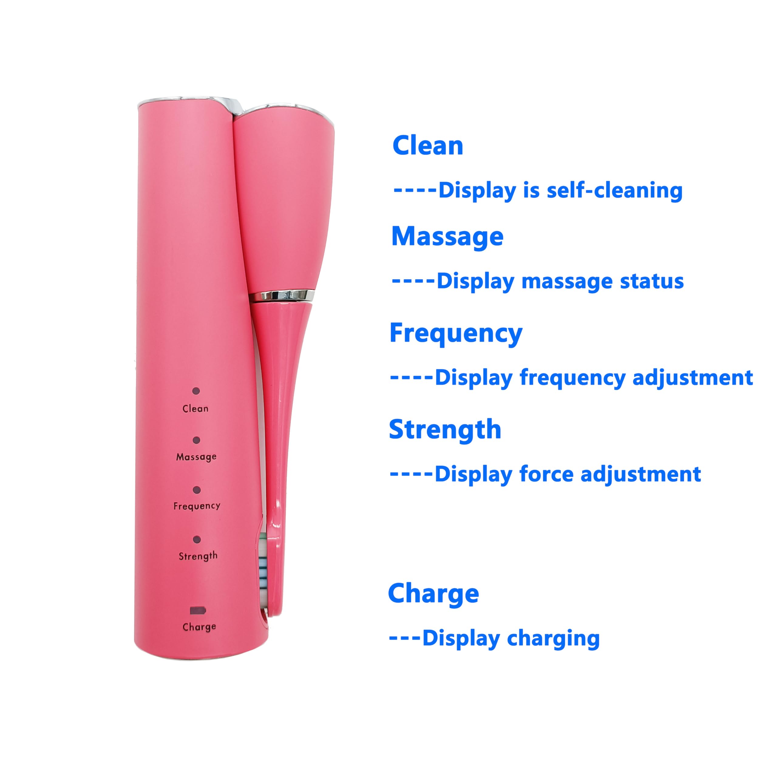 Spazzolino elettrico sonico pieghevole Spazzolino da denti da viaggio Ricaricabile Portatile Manico Dotato di Camera di Sterilizzazione UVLED Autopulente Rosa. 4 Testine.
