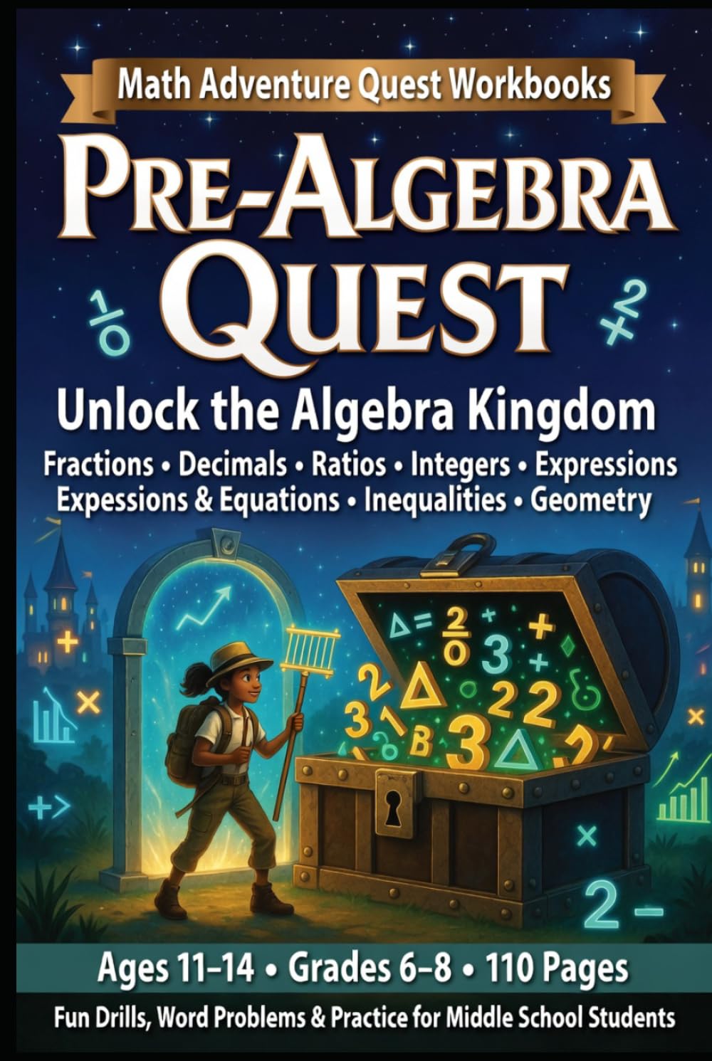 PreAlgebra Math Workbook Grades 6-8