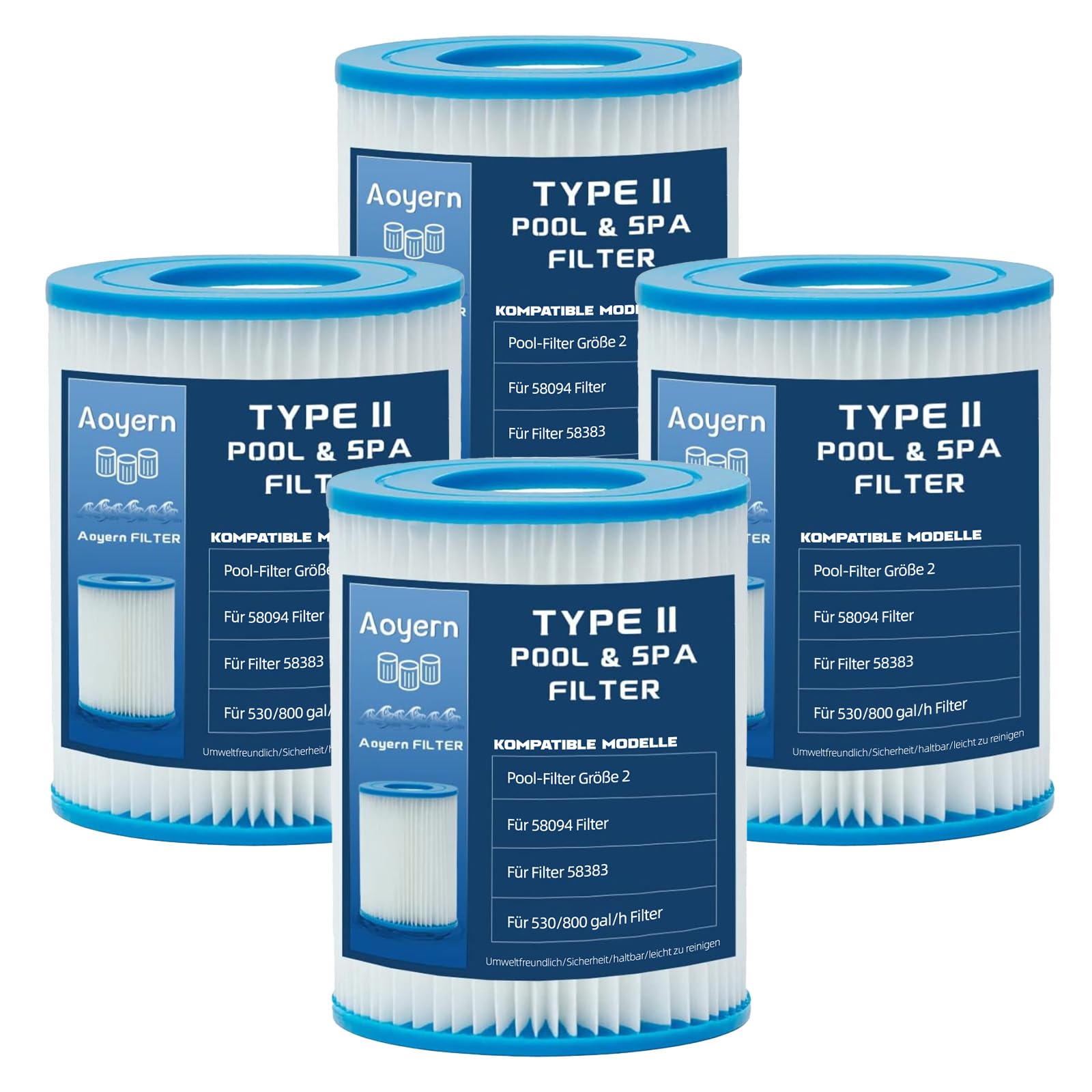 Lot de 4 filtres Taille 2 pour 58383 - pour Filtre de Piscine pour 58383