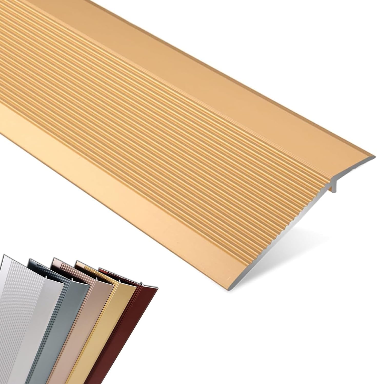 Transition Strip,Door Threshold Strip, Flooring Threshold Ramp Reducer, Durable & Easy-to-Install Door Strip, Floor Cover Strips，Kitchen Bedroom Bathroom Doors Reducer Gap Cover ( Color : Gold , Size