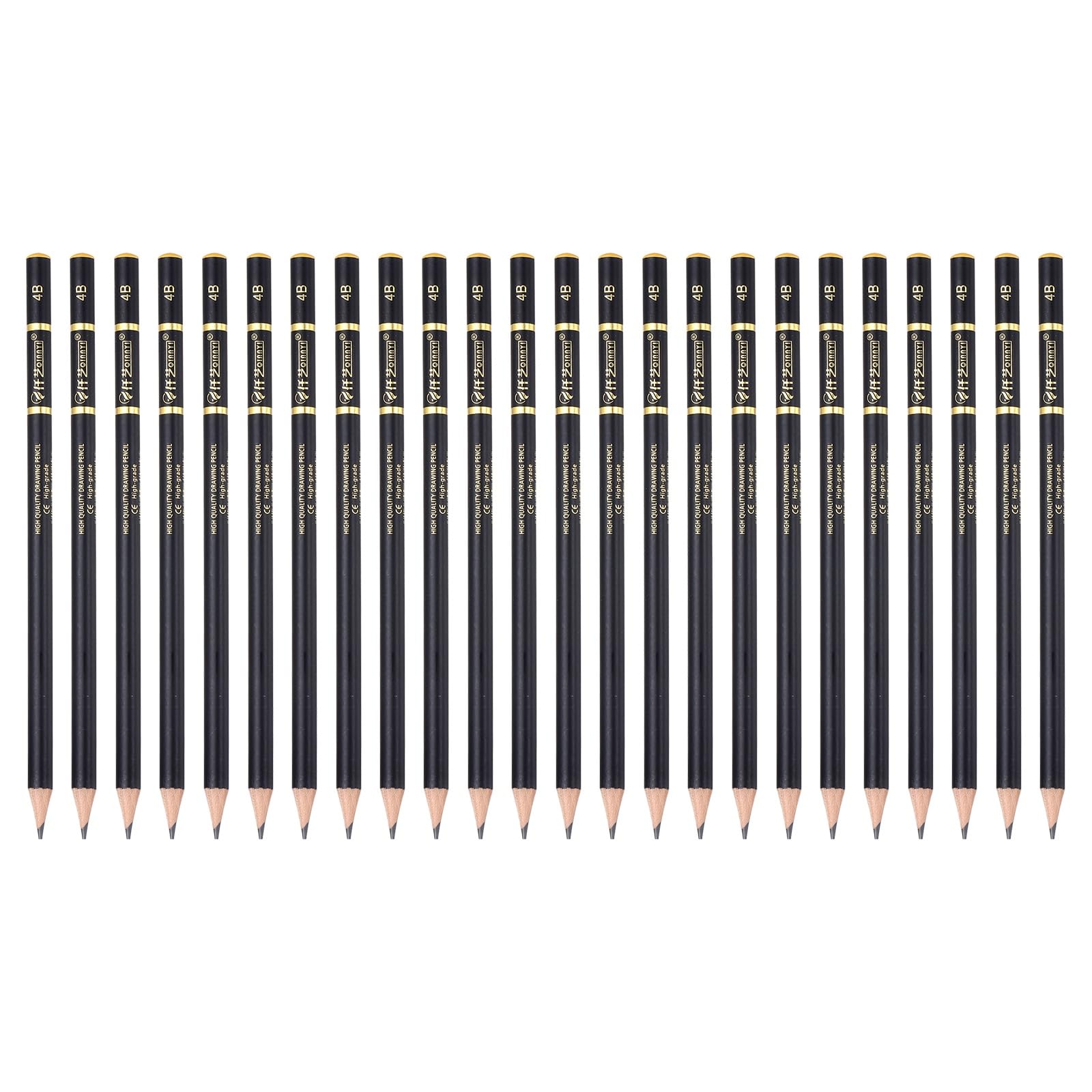 PATIKIL 24Pcs Graphite Pencils, Round 4B Refill Wood-case Sketching Pencils Pre-sharpened Sketch Art Supplies for Home Office Classroom Artist Painting Sketching Study, Black