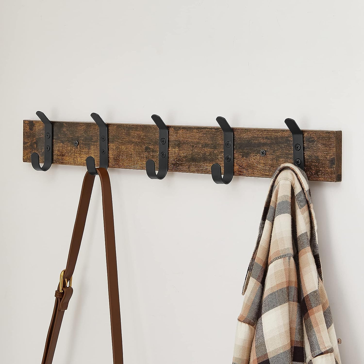 Porte-manteau Mural Ancien En Bois Façon Bambou – 5 Patères Vintage (Occasion)