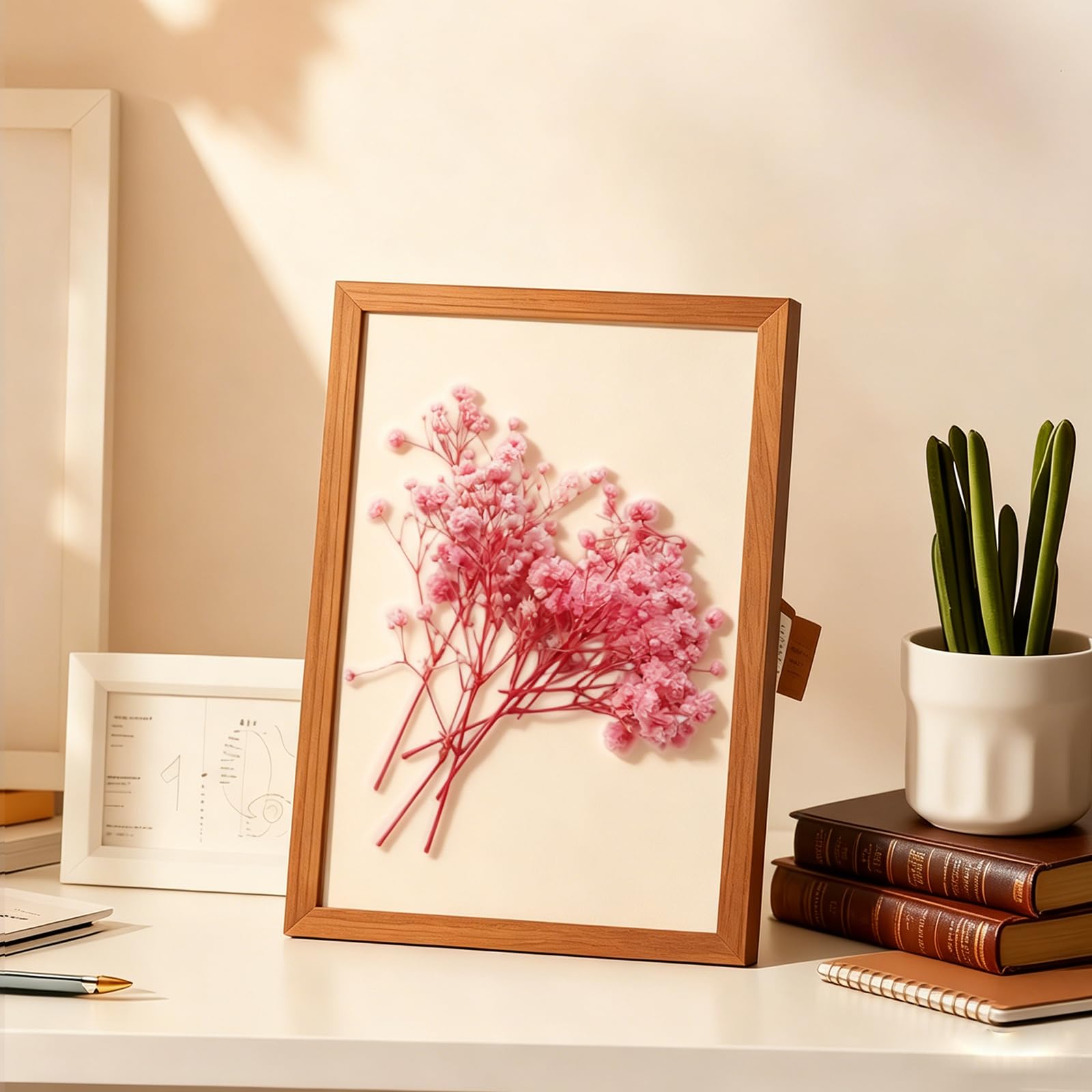 Schleierkraut Getrocknet, 50 Stück Trockenblumen zum Basteln Schleierkraut Klein Getrocknete Blumen Getrocknete Blüten für DIY Fotorahmen, Lesezeichen, Grußkarten (Rosa)