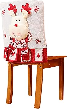 Christmas Chair Covers Christmas Chair Back Covers Holiday Dining Chair Slipcovers Protector Winter Dining Seat Covers for Christmas Home Hotel Kitchen Decor C