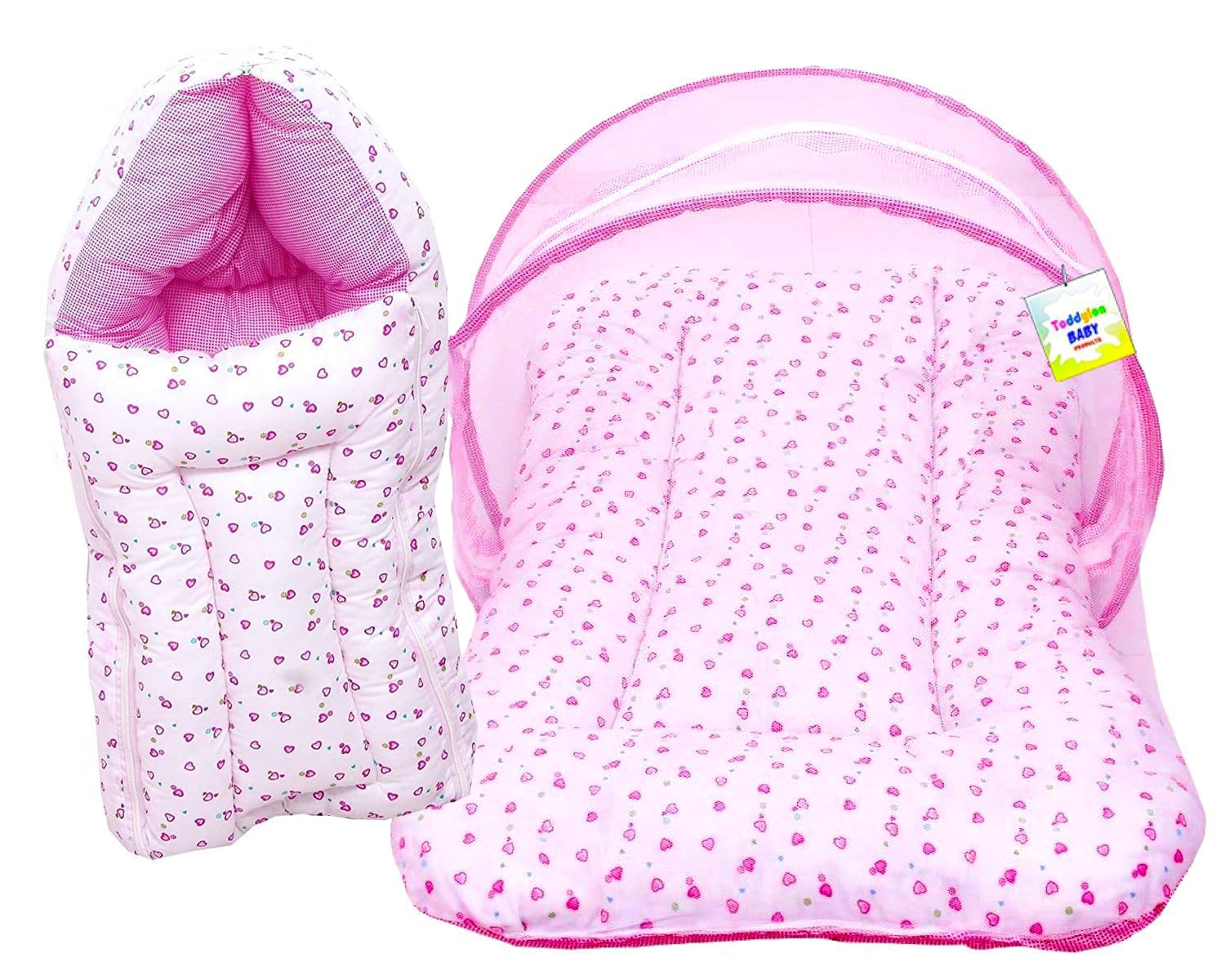 Baby Bed New Born Baby Bedding Set Mattress | Carry Bag | Mosquito Net | Cotton | Baby Bed | Infants | Essentials (0-6 Months) (2PCS Set)
