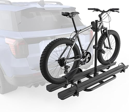 Bastidor plegable para 2 bicicletas eléctricas de 2 pulgadas, con rampas de capacidad de 176 libras para neumáticos gruesos de 4.7 pulgadas,