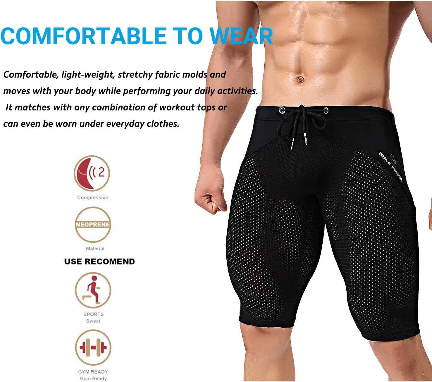 MIZOK Men's Yoga Capris Mesh Quick Dry Swimwear Workout Shorts - Image 4