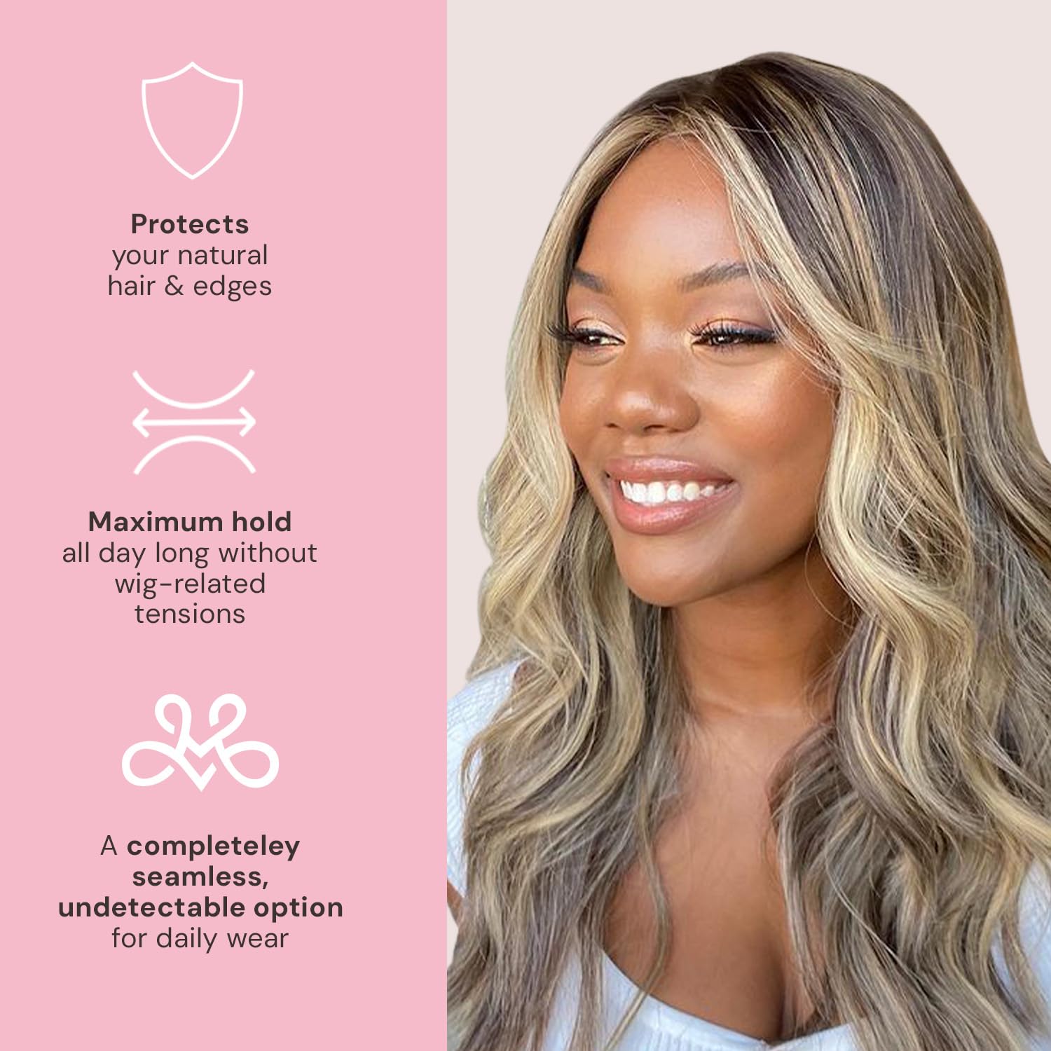 MILANO COLLECTION WiGrip, The Original Comfort Wig Grip Band, Adjustable Bands for Women Provide Glueless Support, Non-Slip Wig Grip Headbands, Tension-Free, One Size Fits All, Nude, 2 Pack