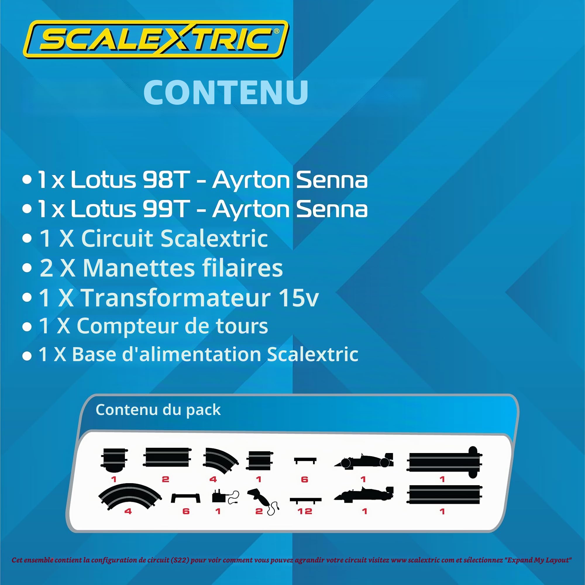 Scalextric Ensemble de Pistes de Course à partir de 5 Ans pour Enfants – Circuit de Vitesse du Grand Prix des années 80 – Pistes de Course électriques pour garçons et Filles à partir de 5 Ans – Mini