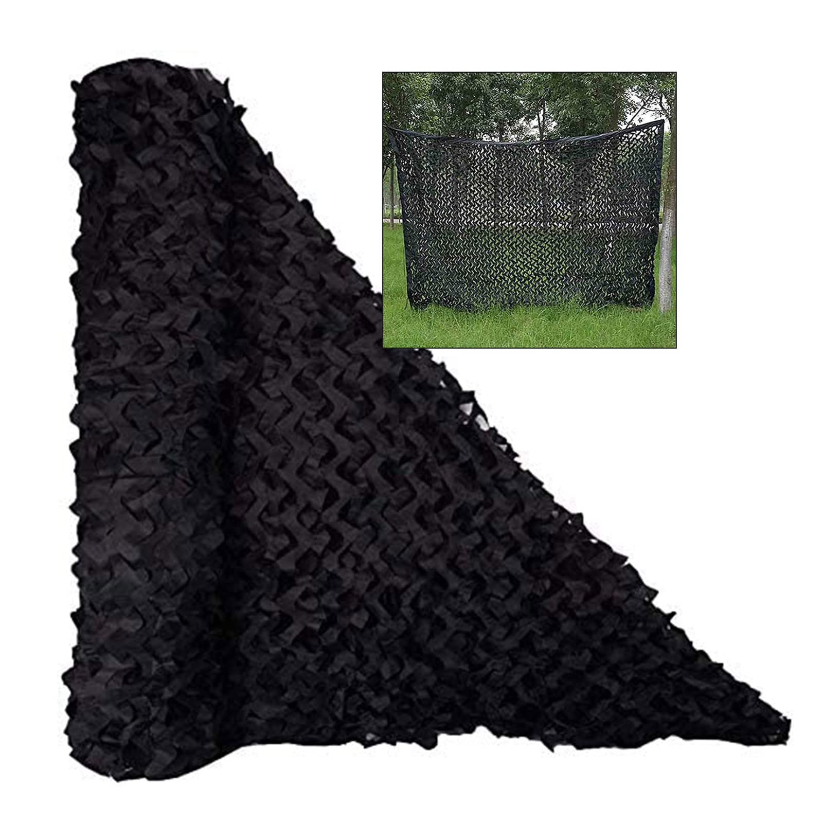 Da0pxer Black Camouflage Net 4X6m, Reinforced Camo Netting, Durable Sunshade Net, Military Camouflage Protective Netting, For Outdoor Hunting, Pergola Sunscreen, Garden Decoration,2X6m(6.6 * 19.7Ft)