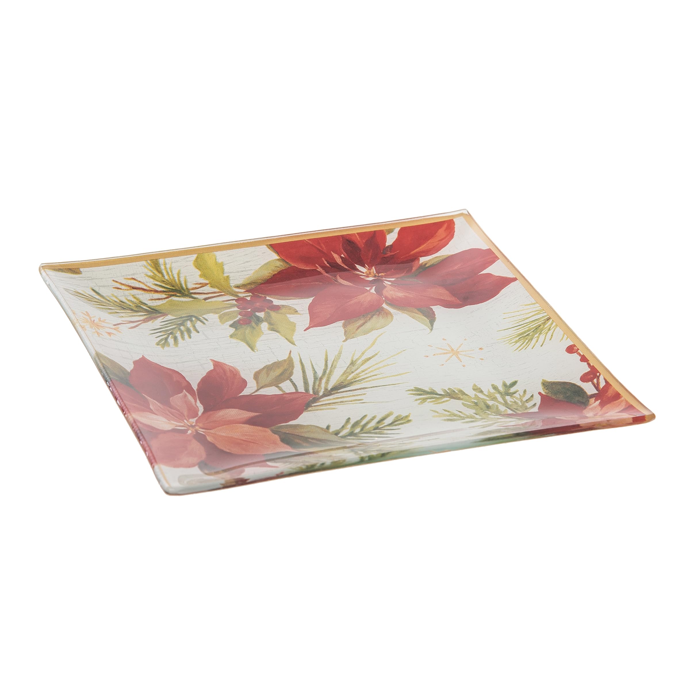 Gallerie II Poinsettia Christmas Slump Glass Red