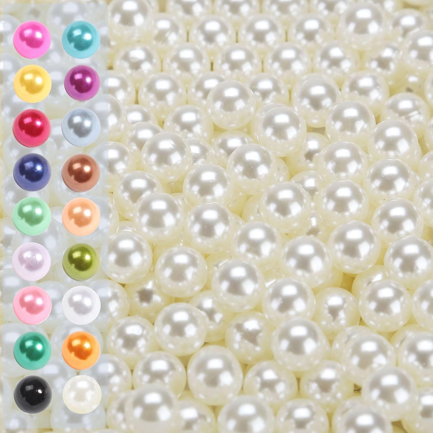 Vase Filler Pearls, 980 Pcs No Hole Pearl Vase Beads, Plastic Fake Pearl for Crafting, Pearls for Makeup Brush Holder Beads, Tabble Scatter, Vase Decor, Wedding Birthday Party (Ivory, 8mm)