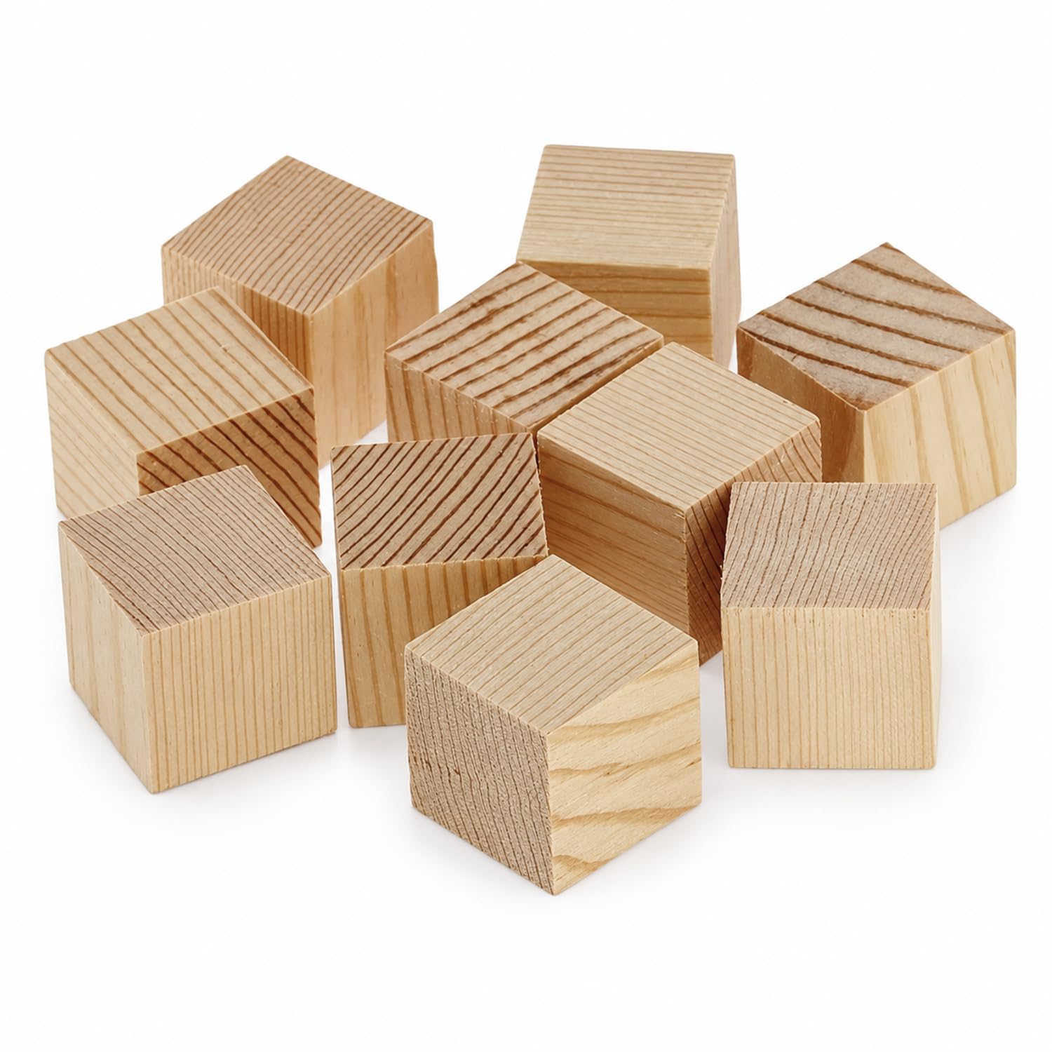 Looklike® Painted Wood Block Cubes, for Preschool Education Math Counting Stem Skill Stamp, Decorate, DIY Projects and Art and Crafts Project Pieces (1 Inch) Solid Wooden Square Blocks-image-27
