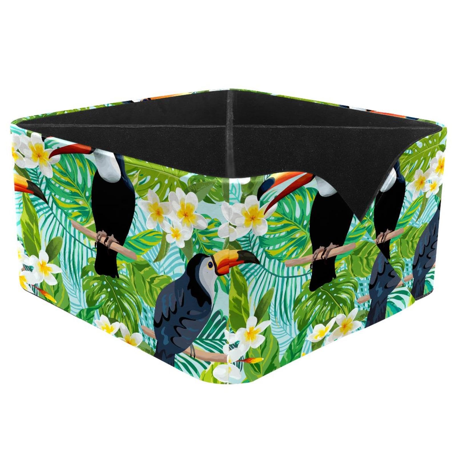 KengjuTesu Floral Parrot Painting Desktop Organizer Pen Holder, Rectangular Pencil Cup for Office, Study and Makeup Stations