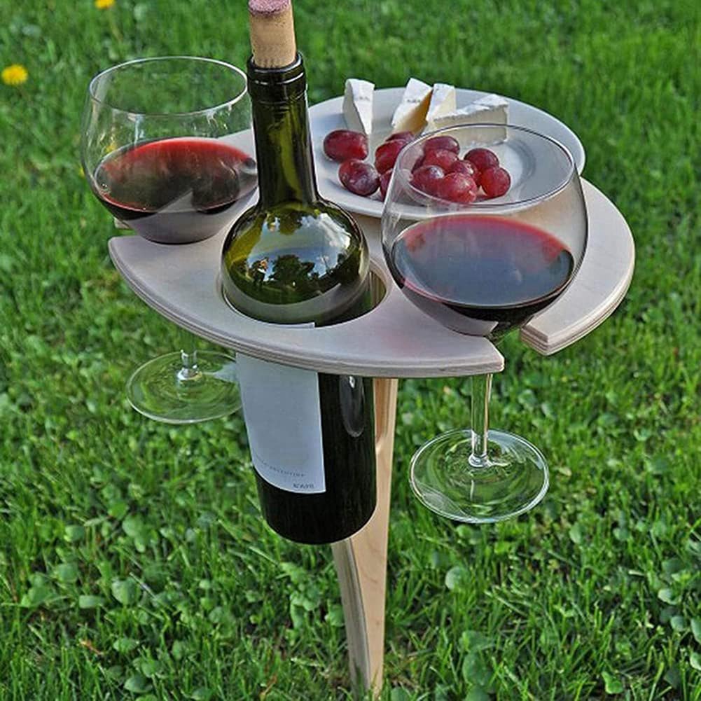 Weintisch im Freien – Klappbarer Weintisch Aus für Den Außenbereich – Weinglasregal, Flaschen- und Glashalter, Klappbarer Desktop-Tisch, Langlebig, Einfach zu Bedienen, 20 X 30 cm