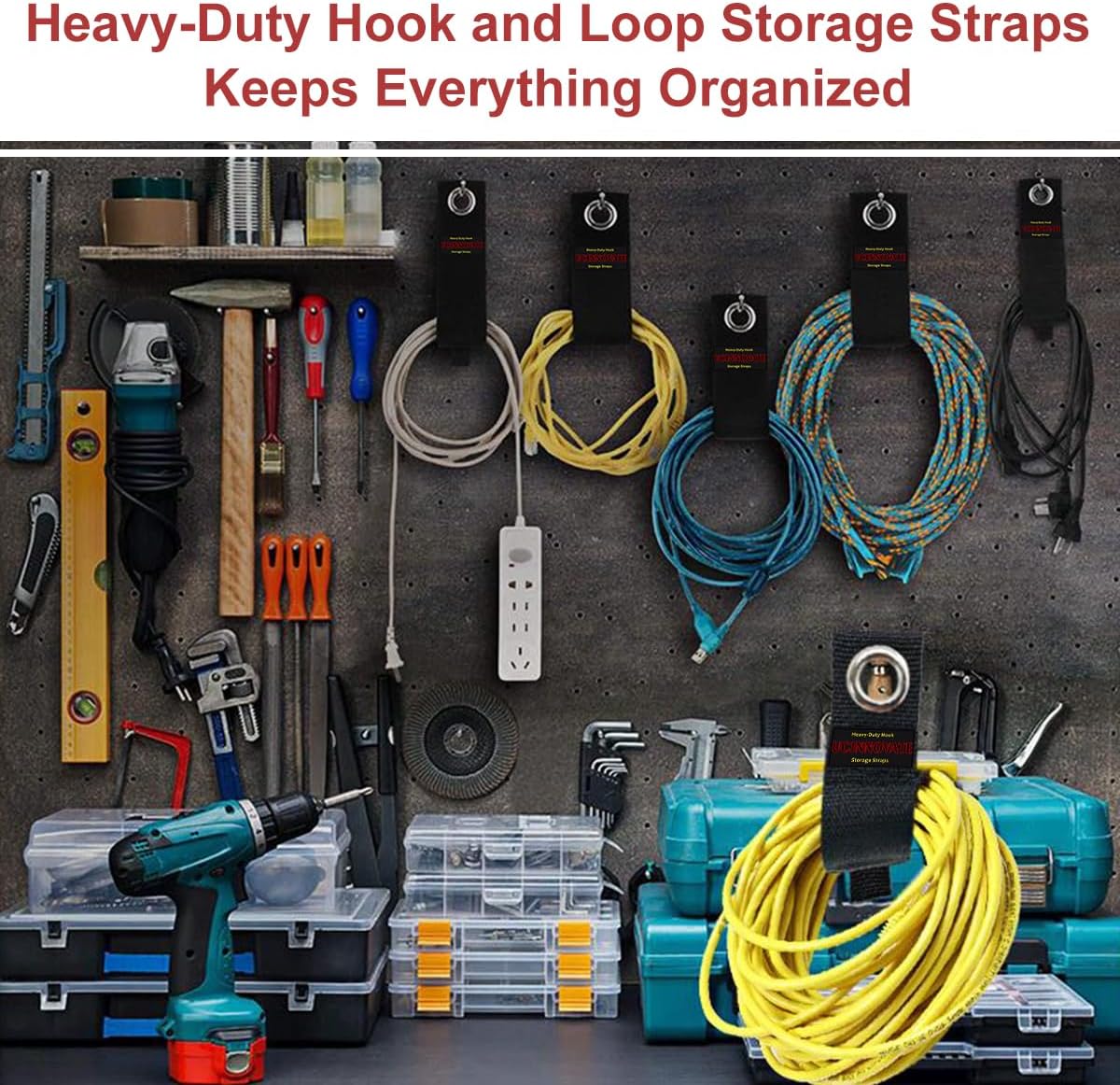 UCINNOVATE 10 Pack Extension Cord Holder, Heavy Duty Storage Straps, Extension Cord Organizer for Garage, Hook and Loop Extension Cord Organizer, Holder, Cord Wrap, Hose, Rope, Cables of Home