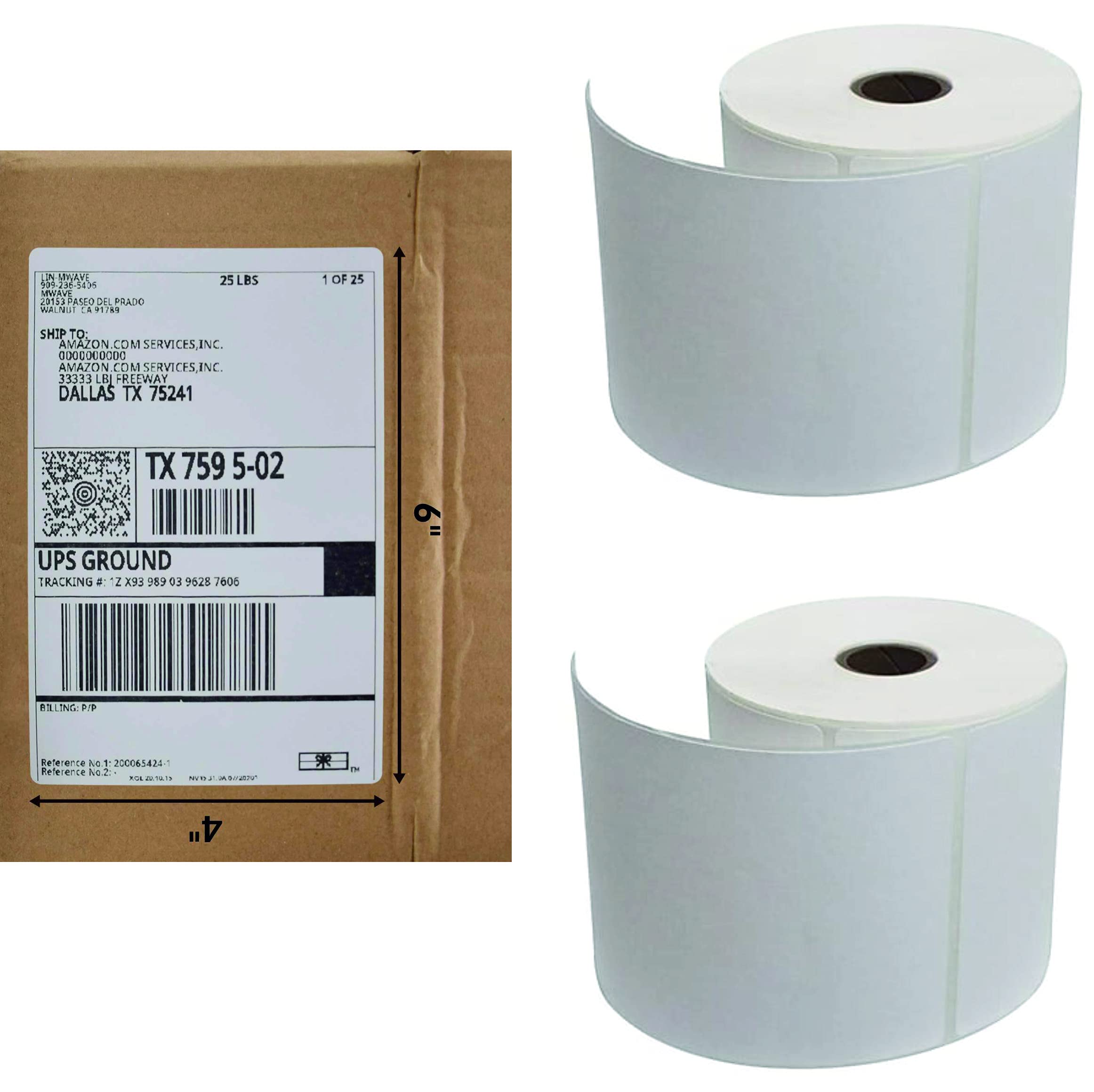 HOT BARGAINS Thermal Labels, 4 x 6 inch, 1000 Labels on 2 Rolls for Zebra Printers