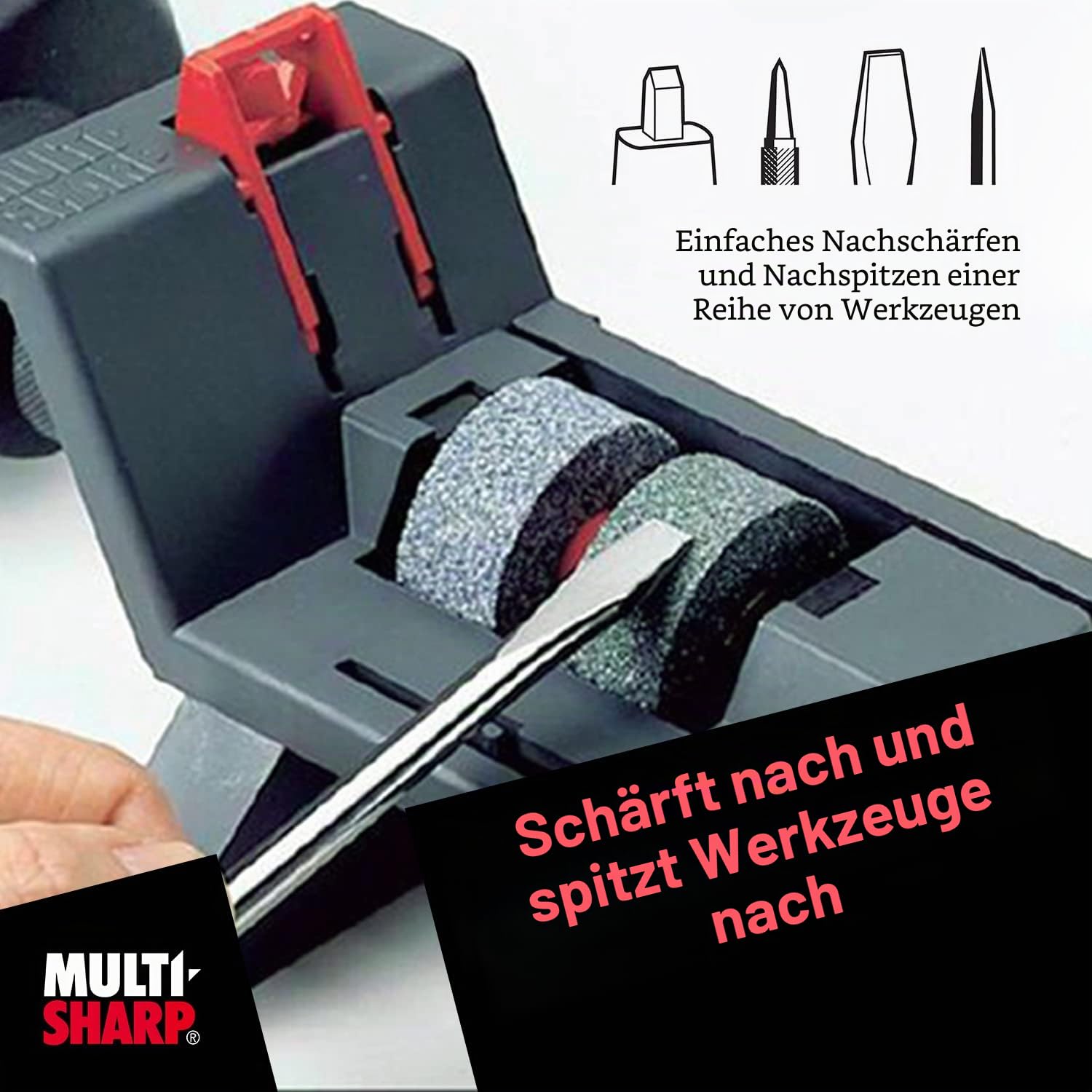 MULTI-SHARP 2001 Bohreinsätze und Werkzeugschleifer 3-13mm Durchmesser (HSS, Flachholz, Mauerwerk, SDS-Plus und Holzspiral)