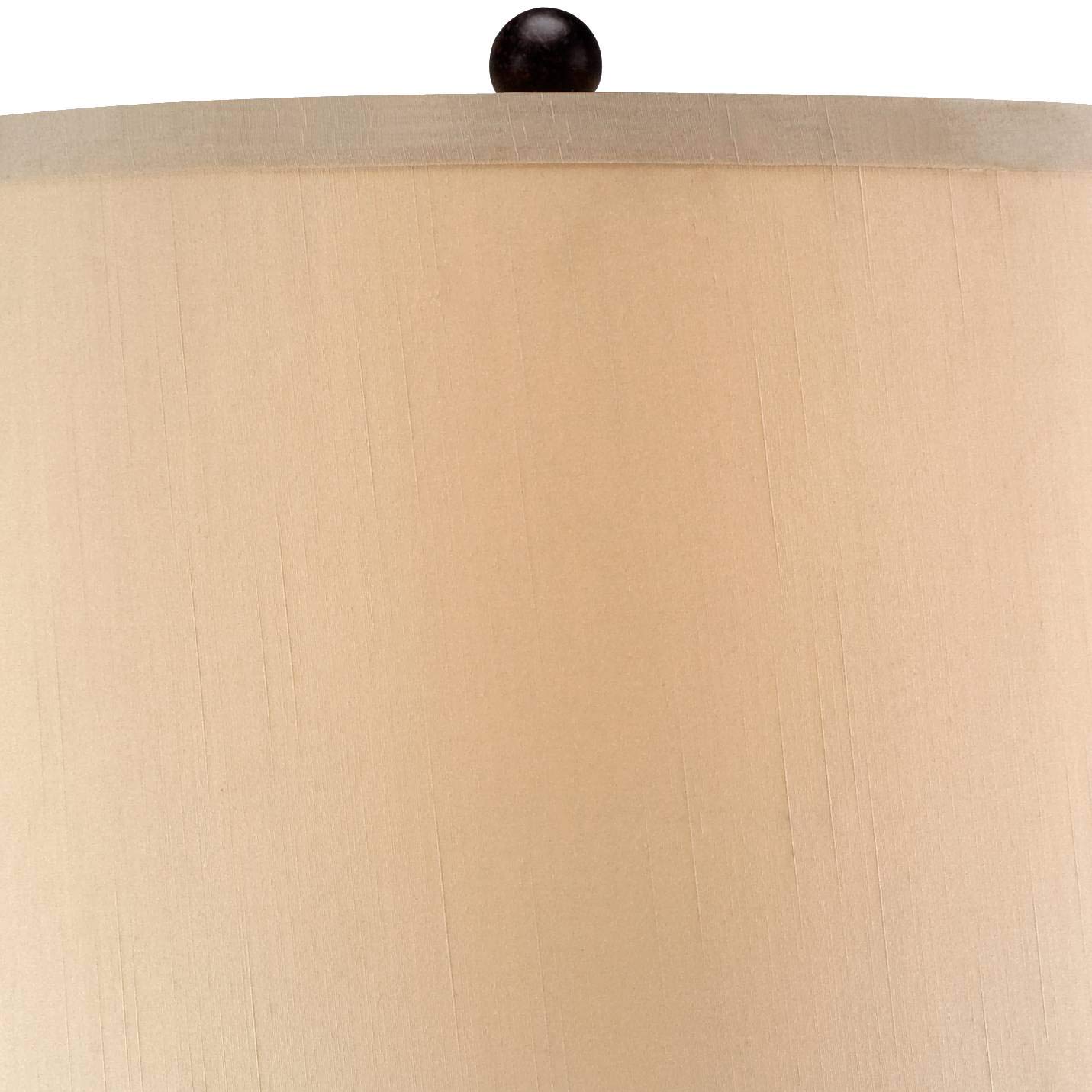 Cage 33" Large Table Lamps Set of 2 Night Light Bronze Brown Urn | Brushed Mission Lantern Nightlight Iron Living Room Bedroom House Bedside Nightstand Home Office Entryway Beige Shade