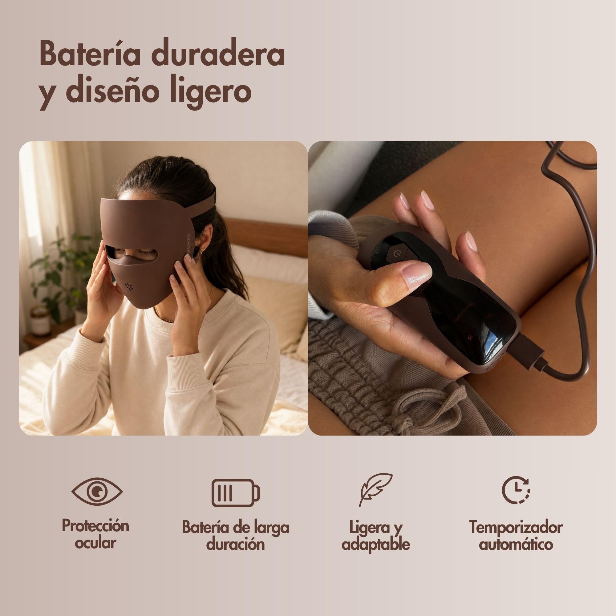 Mascara Led Facial Profesional con NIR y 4 Modos LED fototerápia - Mascarilla Led Portátil con 326 LED NIR, Rojo, Verde y Ámbar - Red Light Therapy Mask - Incluye Bolsa y Cargador