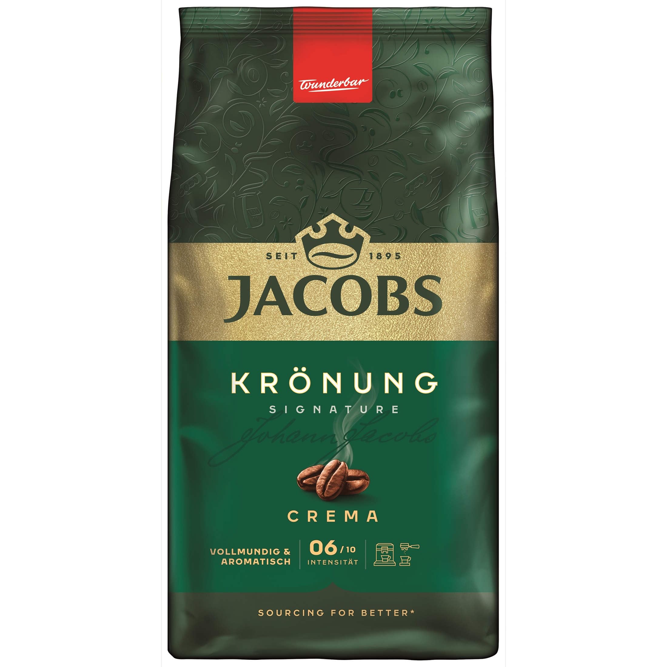 Jacobs Krönung Crema, Kaffee Ganze Bohne 4er Pack, (4 x 1000 g)