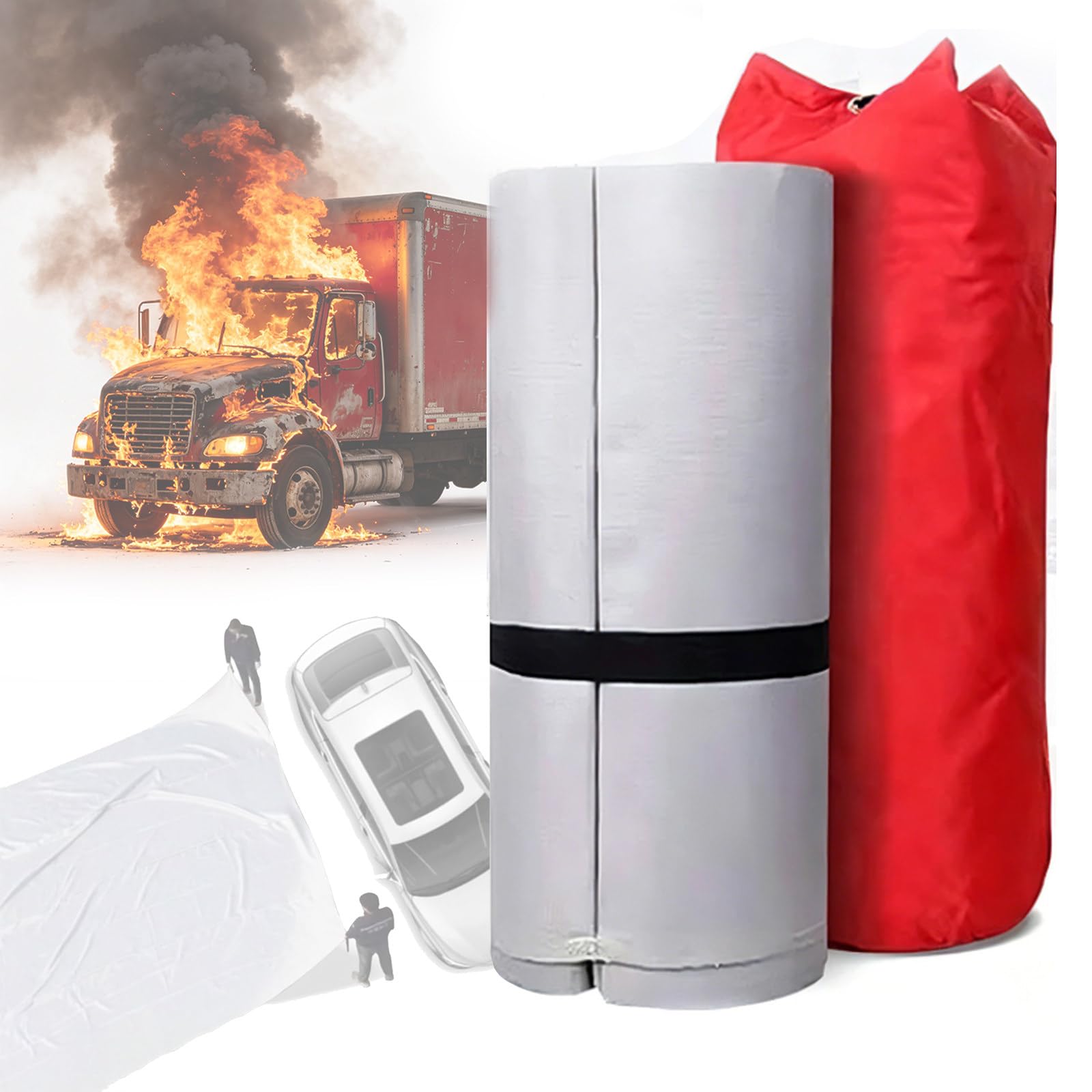 ZyKnaurral Fire Blanket for EV Vehicles, Flame-Retardant Emergency Fire Blanket, Quick Unfolding Fiberglass Silicone Coated Fire Suppression Blankets for Home, Office & Caravan 3 * 4m/9.8 * 13.1ft