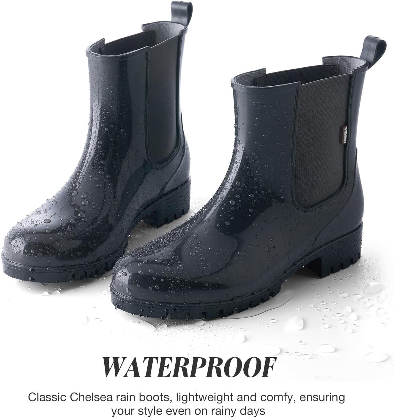 HISEA Short Rain Boots for Women Waterproof Garden Shoes Anti-Slipping Ankle Chelsea Rainboots for Ladies with Comfort Insole Lightweight Stylish Rubber Rain Shoes Outdoor Work Booties