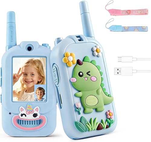 Miniatura 9 de Walkie Talkies de video para niños, paquete de 2 walkie talkies recargables para niños con cámara, Walkie Talkie Facetime para juegos en interiores