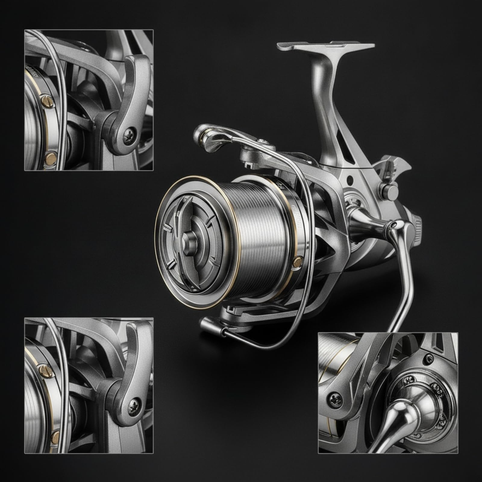 Harilla Mulinello da Pesca Rotante a Bobina con Bobina Larga 76.5 Mm Bordo Interno 67 Mm Altezza 38 Mm Doppia Frizione 25 Kg Adatto per Lanci Lunghi Notturno