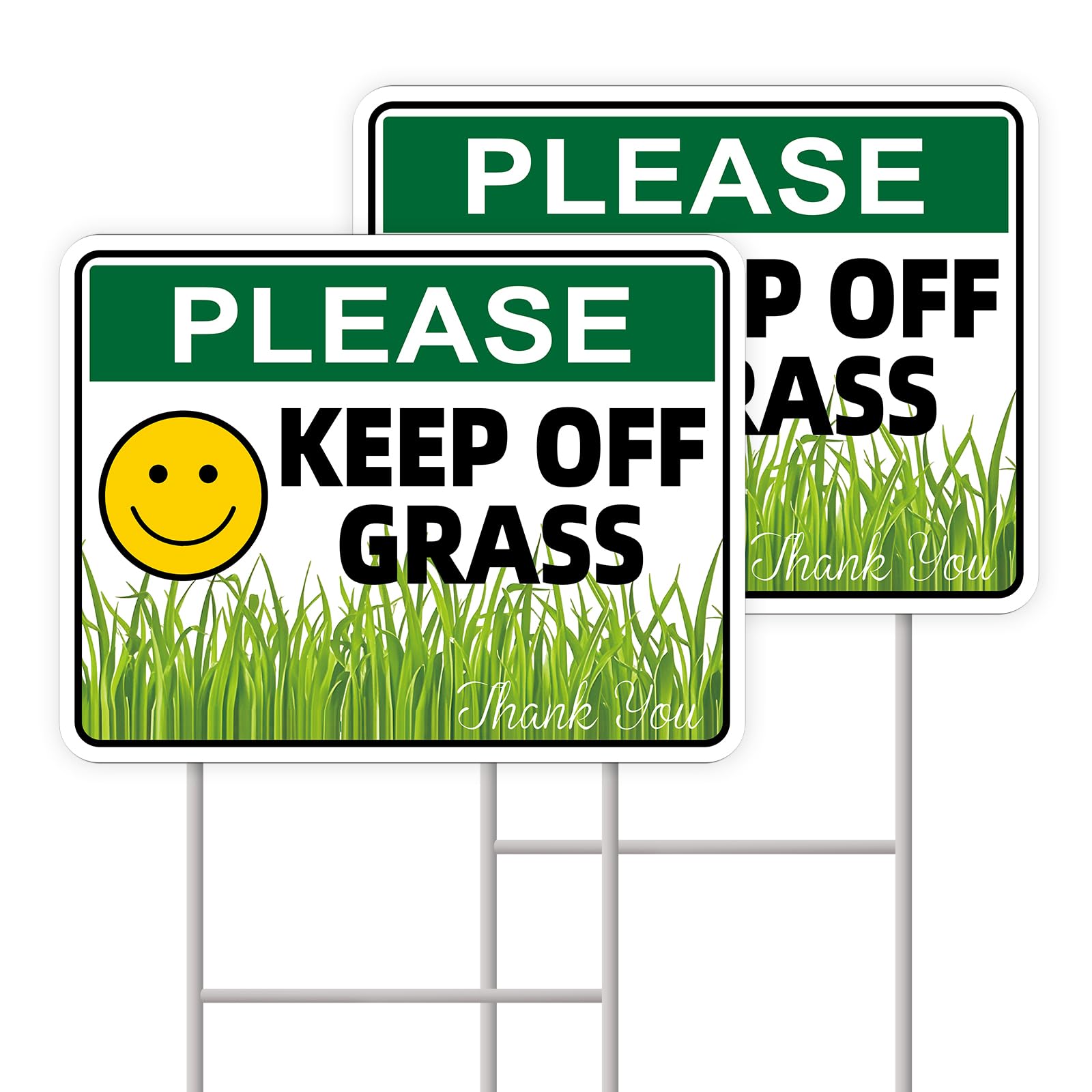 GXGGUS Keep Off Grass Sign, 2-Pack 13"x10" H-Stake Metal Stakes, Double-Sided Signs, Corrugated Plastic, Keep Off Grass Signs For Yard-picture-16