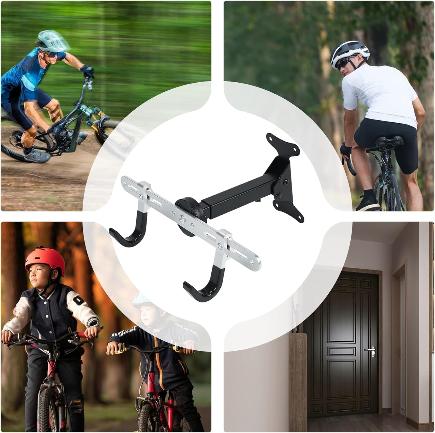 Wall Bike Mount - Indoor Bike Storage - Organizer Heavy Duty Adjustable Hanger for Workshop Display Indoor Storage Organization Space Saving Home